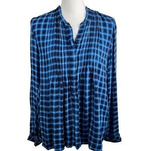 GAP Blue Plaid Oversized Long Sleeve Top Size Small